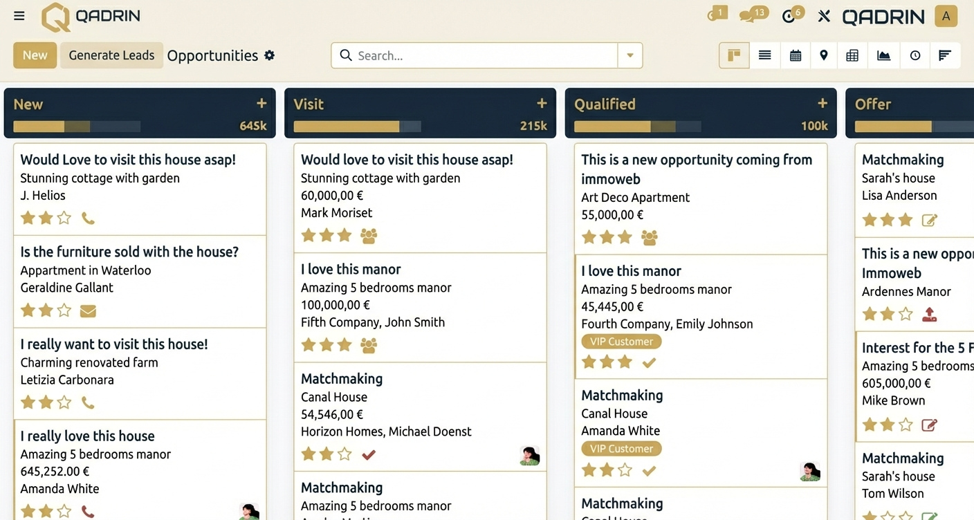 CRM & Lead Management Interface